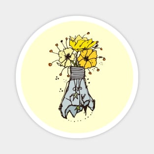 Light bulb with yellow flowers sketch 2 Magnet